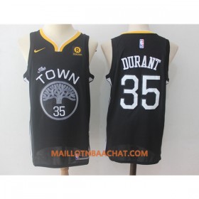 Maillot NBA Golden State Warriors Kevin Durant 35 Nike 2017-18 Noir Swingman - Homme